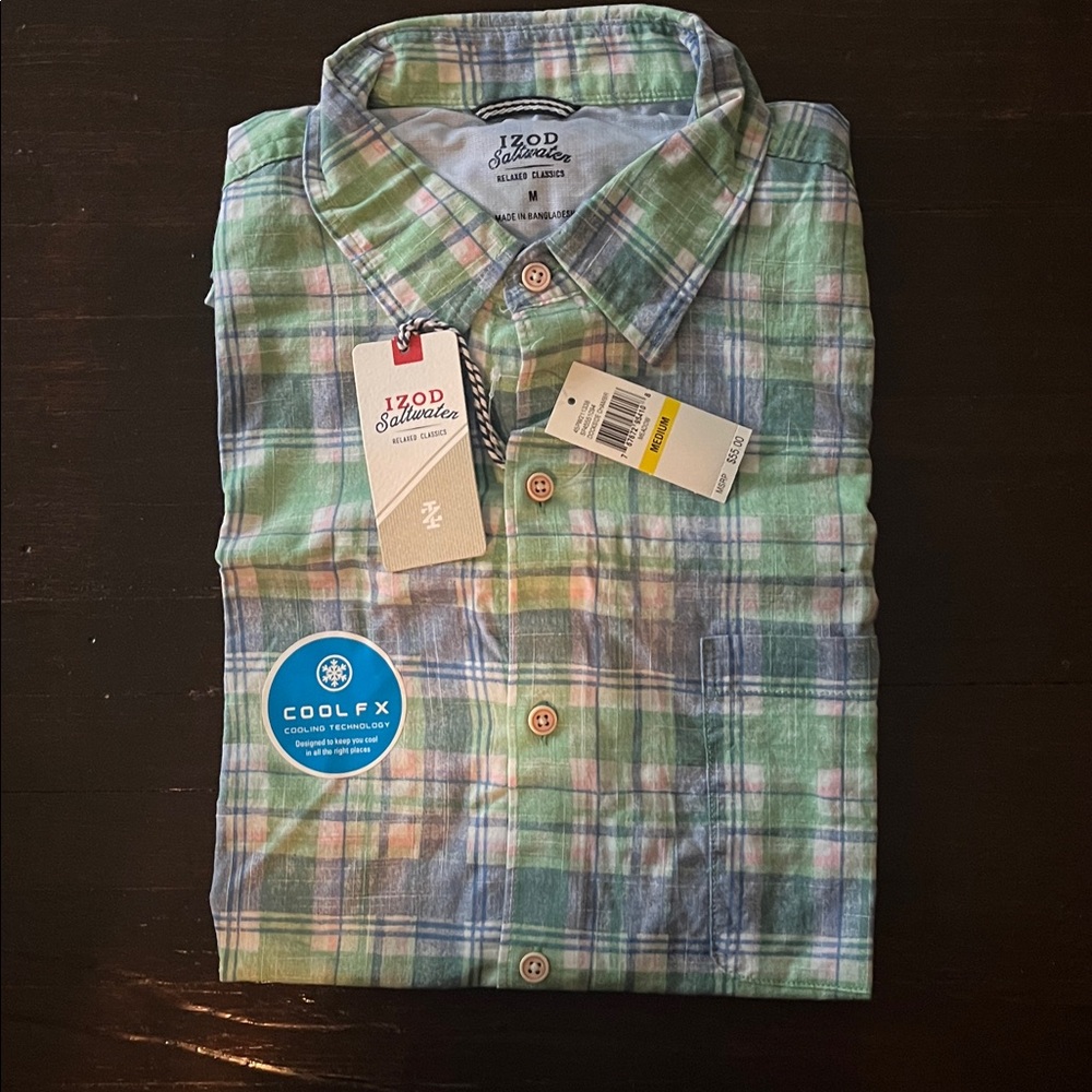 Izod Multicolor Plaid Shirt with Cool FX